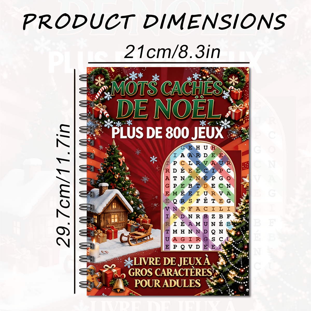 TEMU Livre de puzzles de recherche de à grand tirage sur le thème de Noël en français - 23 pages et plus de 800 ; un 'activités relaxant et stimulant