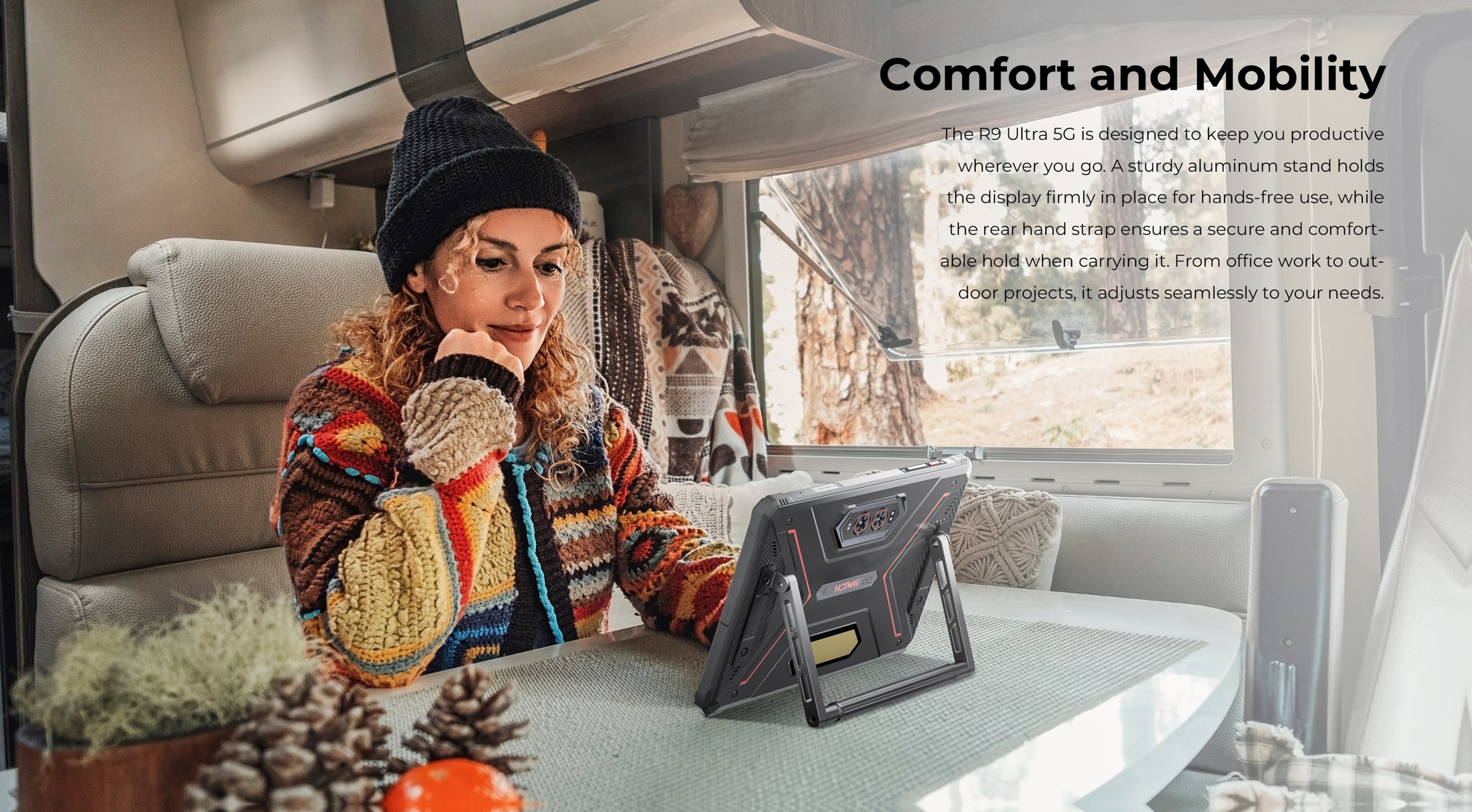 De HOTWAV R9 Ultra is een robuuste tablet met een 11-inch HD+ 120Hz-scherm, Android 15, 24(8+16)GB RAM en 512 GB ROM, 64MP+16MP, 20MP nachtzichtcamera's, 20080mAh-batterij, uitgerust met schokbestendige functies, S713-, dubbele 5G-simkaarten, GPS, zwart