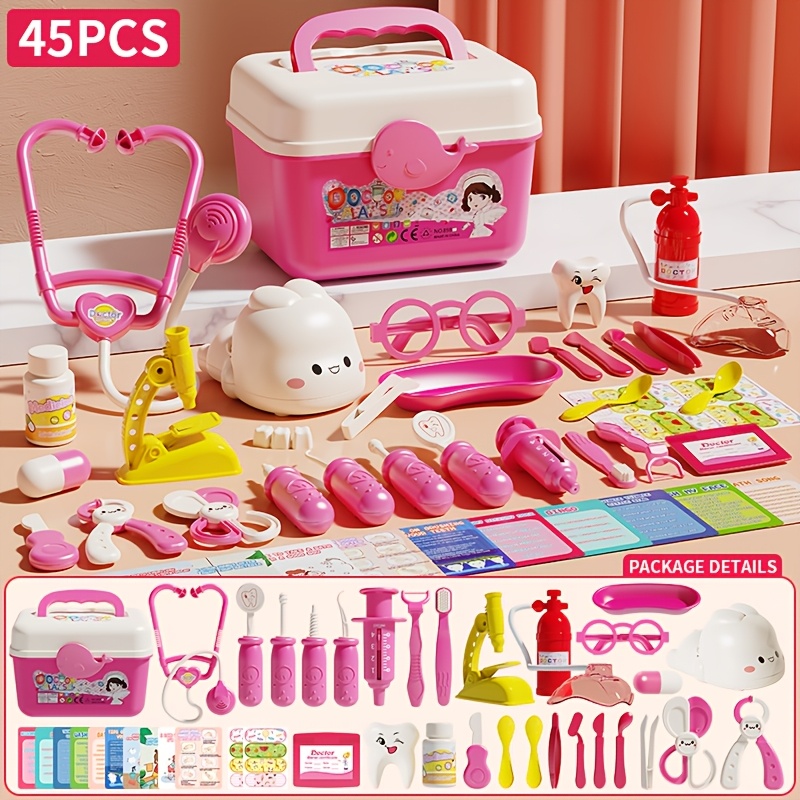 TEMU Coffret de rangement pour jeu de pour enfants 39/45 pièces, jouets de simulation pour garçons et filles, jeu de rôle, cadeau de fêtes pour Noël
