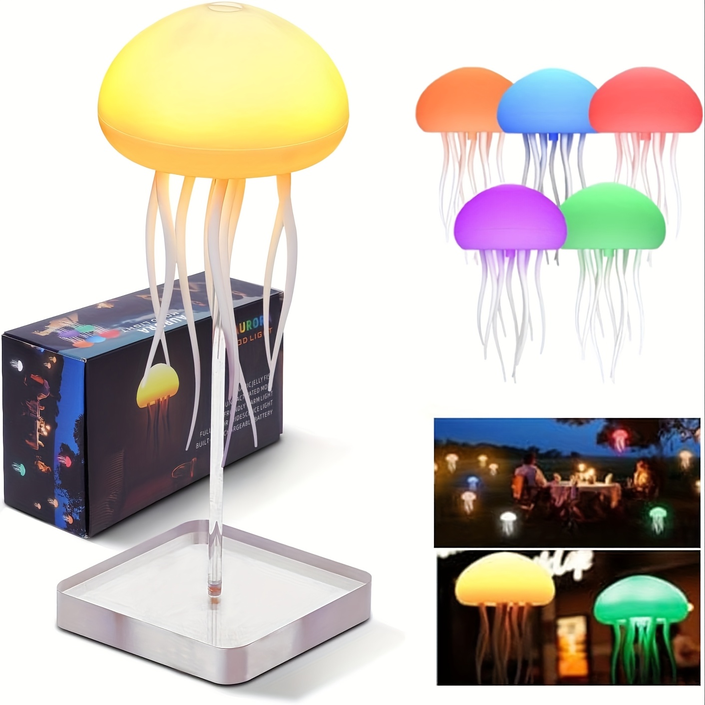 

1pc Led Cute Jellyfish Night Light, Rgb Gradient Cute Jellyfish Bedside Lamp Light Rechargeable - Type-c Table Lamp Bedside Lamp With Touch Sensor Lamp For Bedroom