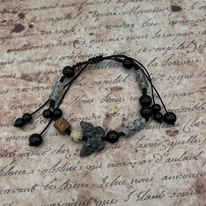 Boho Butterfly Charm Bracelet Handcrafted Beaded Rope
