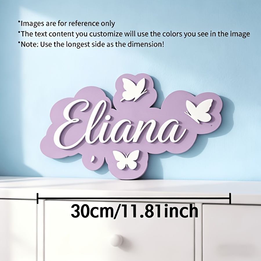 TEMU 1pc Cloud Wooden Nameplate, Customizable Name Wind Ornament, Children's Room Decor, Door Name Decoration, Personalized Custom Gift, Home Decor,