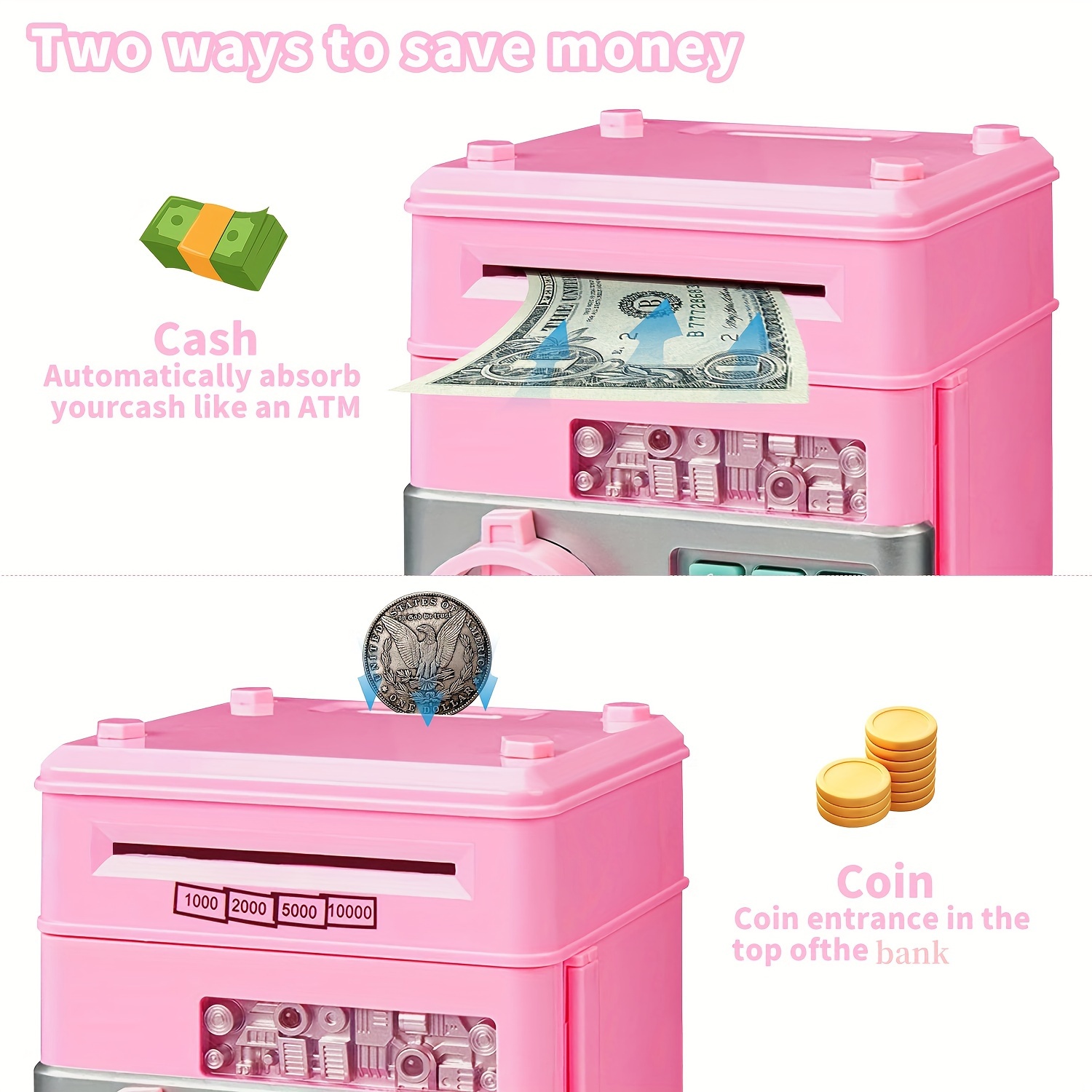 Hucha electrónica automática para niños, Mini caja de dinero para ahorrar  Atm, Monedas de juego de simulación, depósito en efectivo, contador de  contraseña, juguetes para regalo - AliExpress