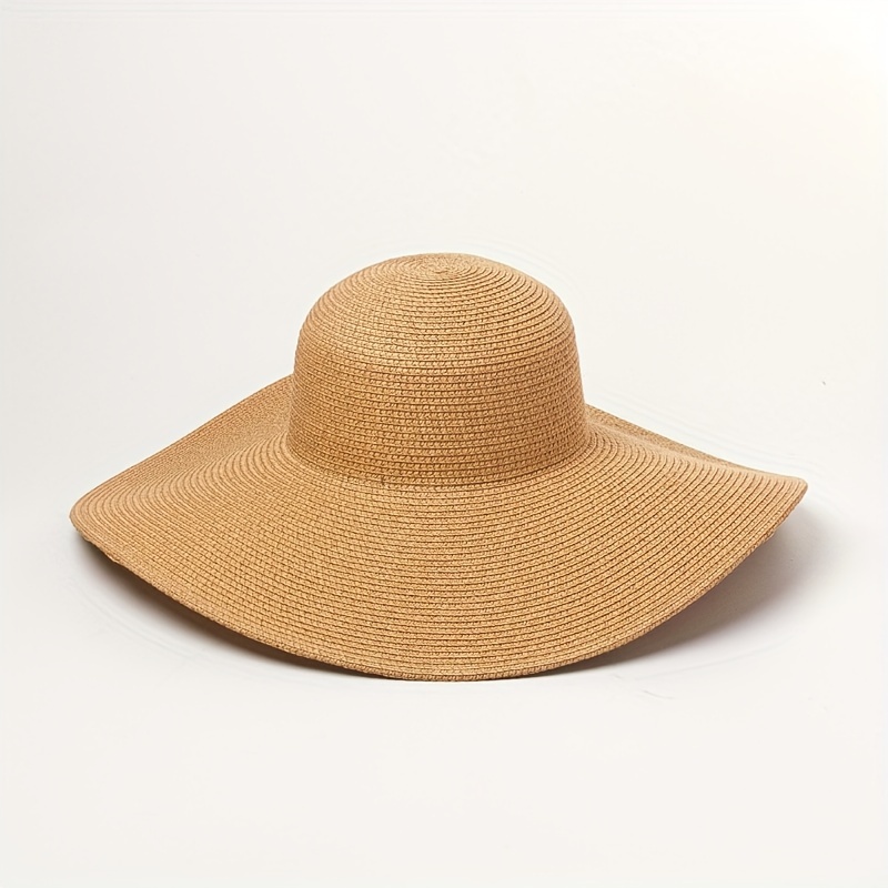 Summer Sun Protection Large Brim Straw Hat, Fashionable Outdoor Sunshade Travel Beach Sun Hat