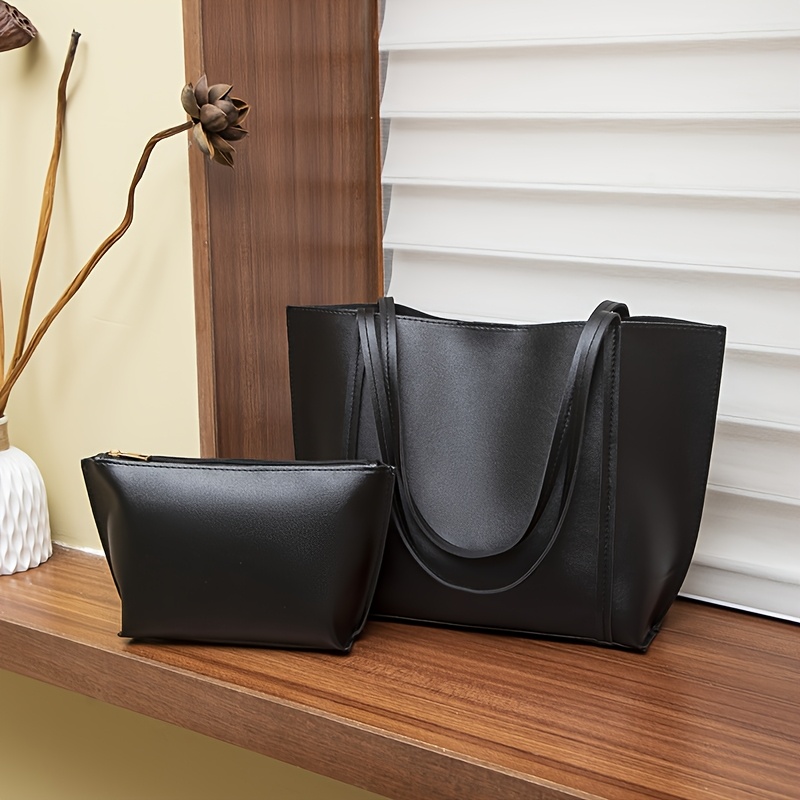 Image of 1pc Easy Casual Tote Mother Bag Single Shoulder Fashion Use Faux Leather Making Suitable For Shopping And Storage, Party Trendy Versatile Bag