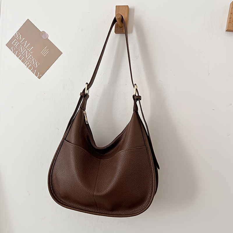 TEMU Women's Crossbody Bag, Vintage Casual Fashion Solid Color Double Front Pocket Single Shoulder Tote Handbag, Women's Shoulder Bag Handbag, Fixed