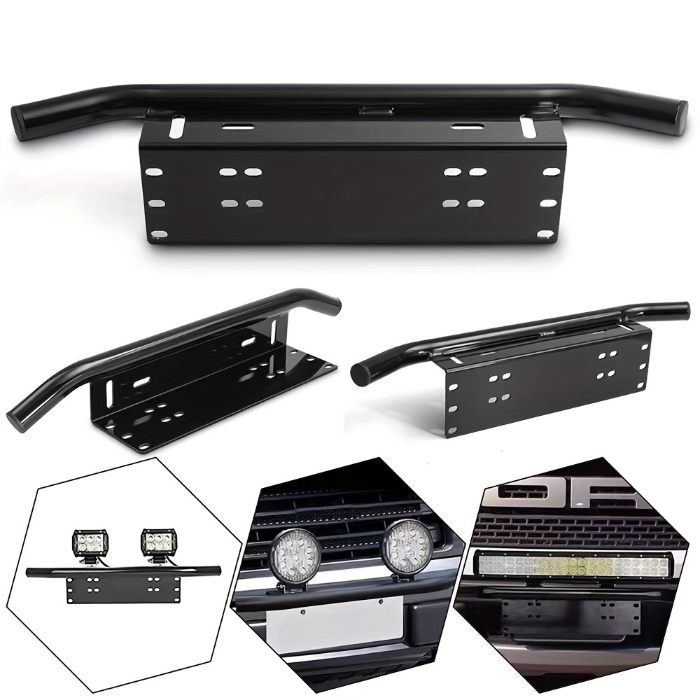 

Aluminum Alloy Led Light Bar Frame - Black, Adjustable Off-road License Plate Holder With Mounting Brackets For & Durability