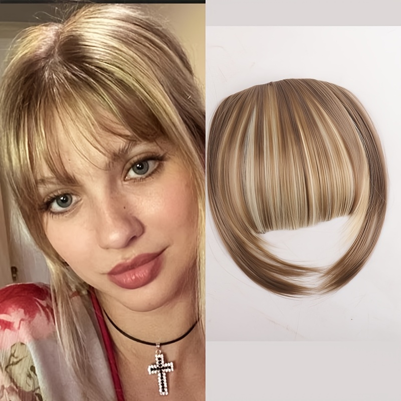 1pc elegant straight synthetic hair extensions air anime bangs for women high temperature fiber invisible clip natural look durable   hair fringe details 11