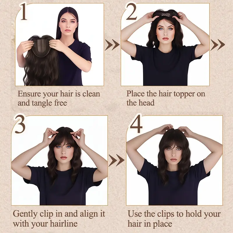 seamless 3 in bangs natural look straight synthetic hair pieces for women invisible white hair cover hair clips details 5
