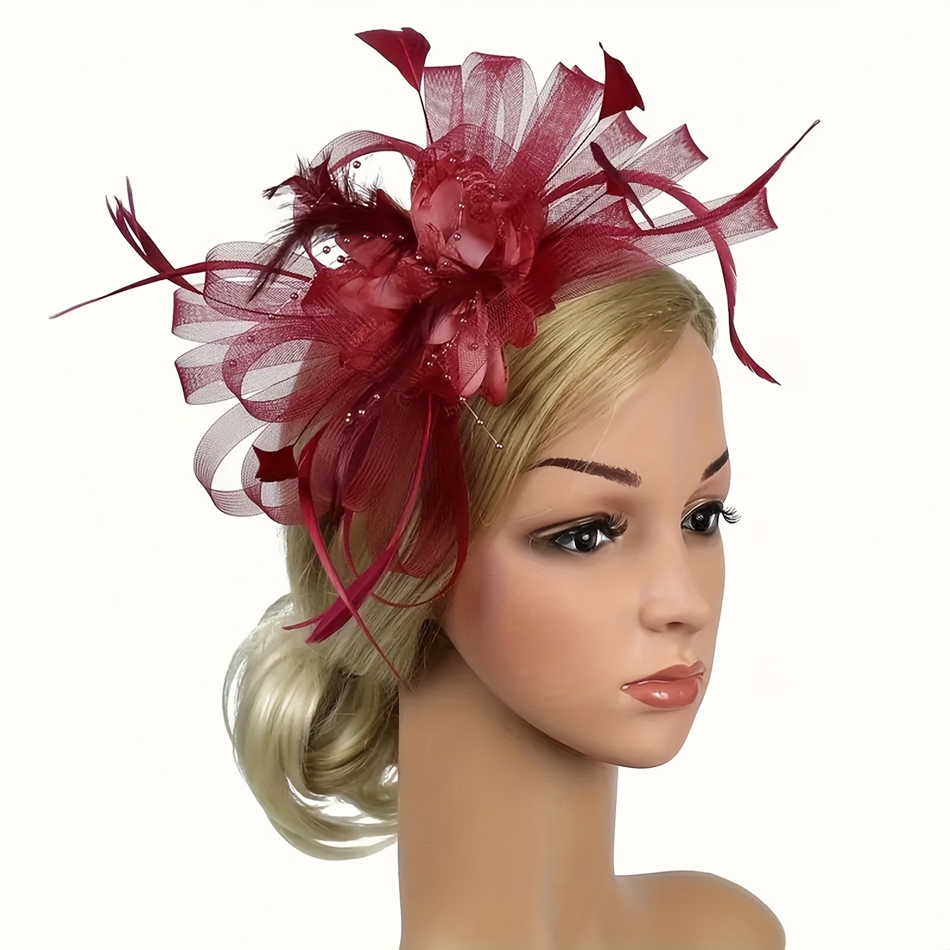 damen   federblumen haarnadel brosche corsage braut stirnband derby hut cocktail teeparty hochzeit