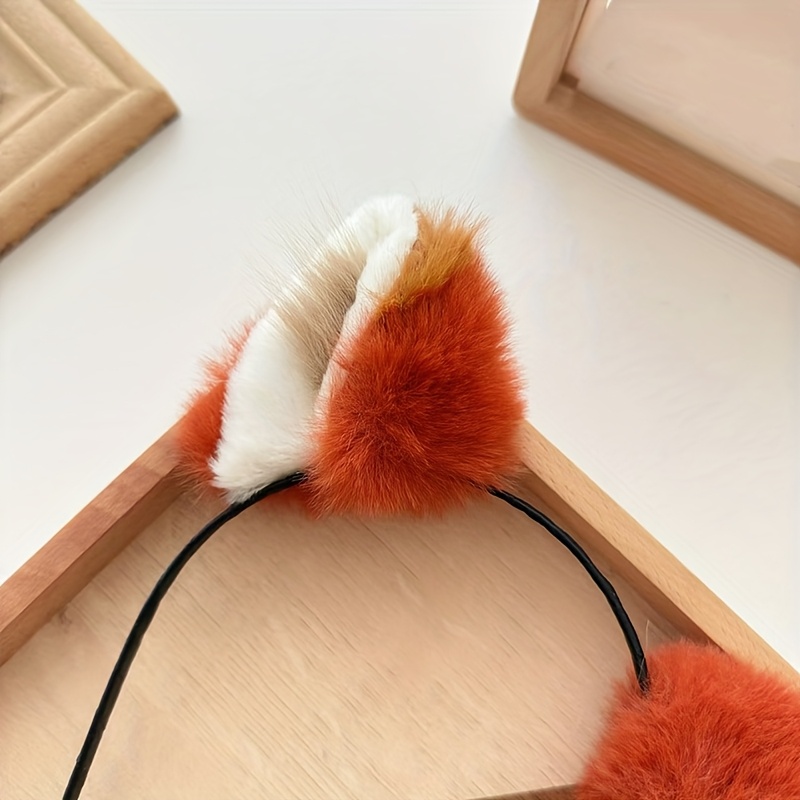 new fox ears headband plush cat ears headpiece cute - Temu  display picture 1