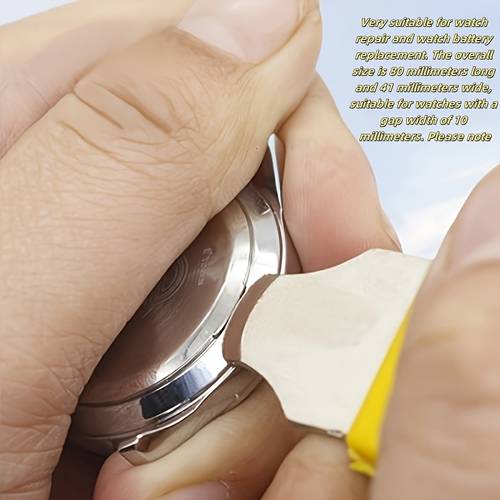 a 1 cm wide tool for removing the back cover of watches designed for household use this abs manual tool is ideal for replacing batteries and features a flip opener and pry knife for watch repairs