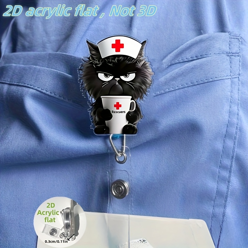 2d Flat Acrylic Emergency Cat Id Badge Holder – Retractable Lanyard With Durable Name Tag, Suitable For Medical Students And Nurse Practitioners – Durable Material, Workplace Identification