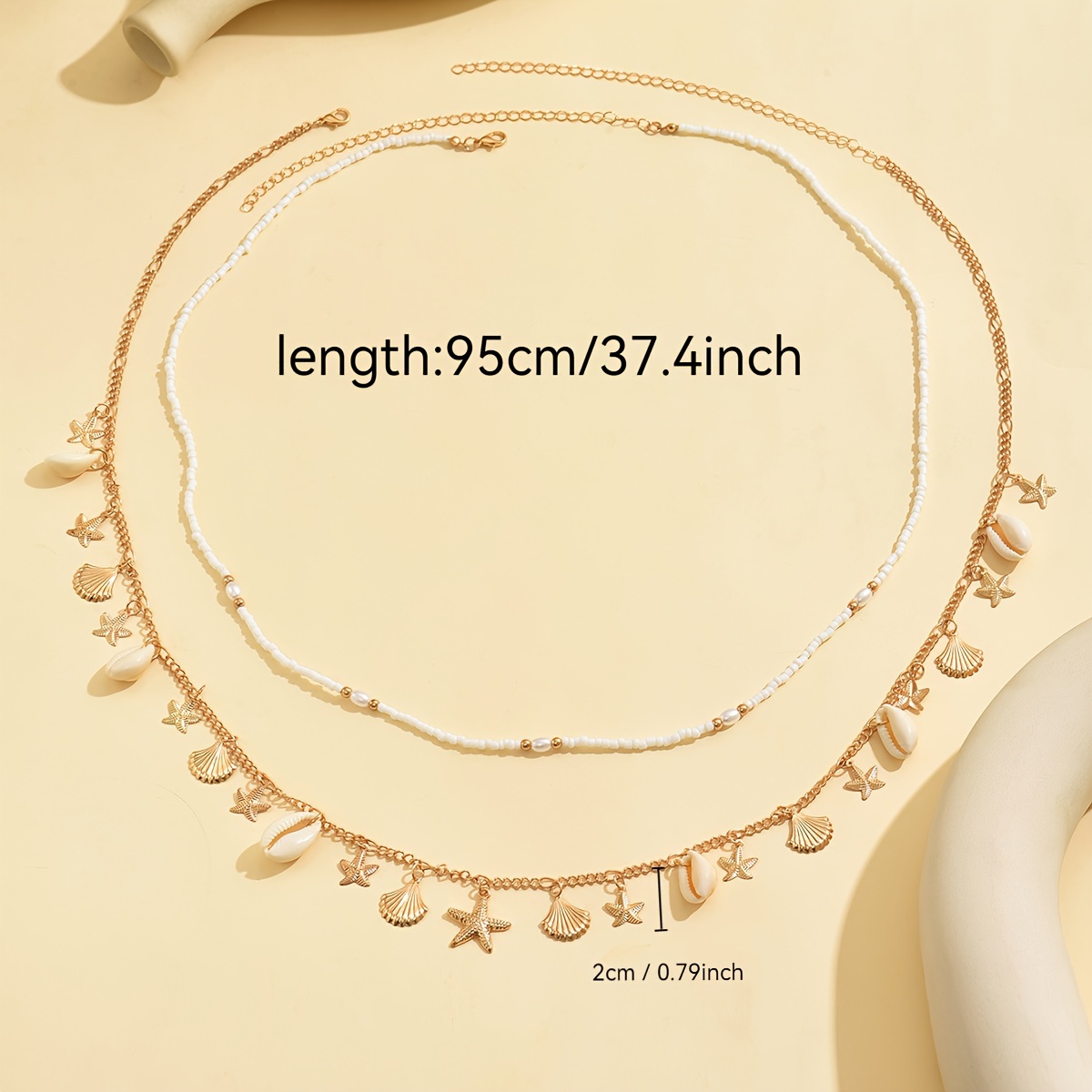 Ocean Breeze Shell Starfish Beaded Waist Chain Set for Women