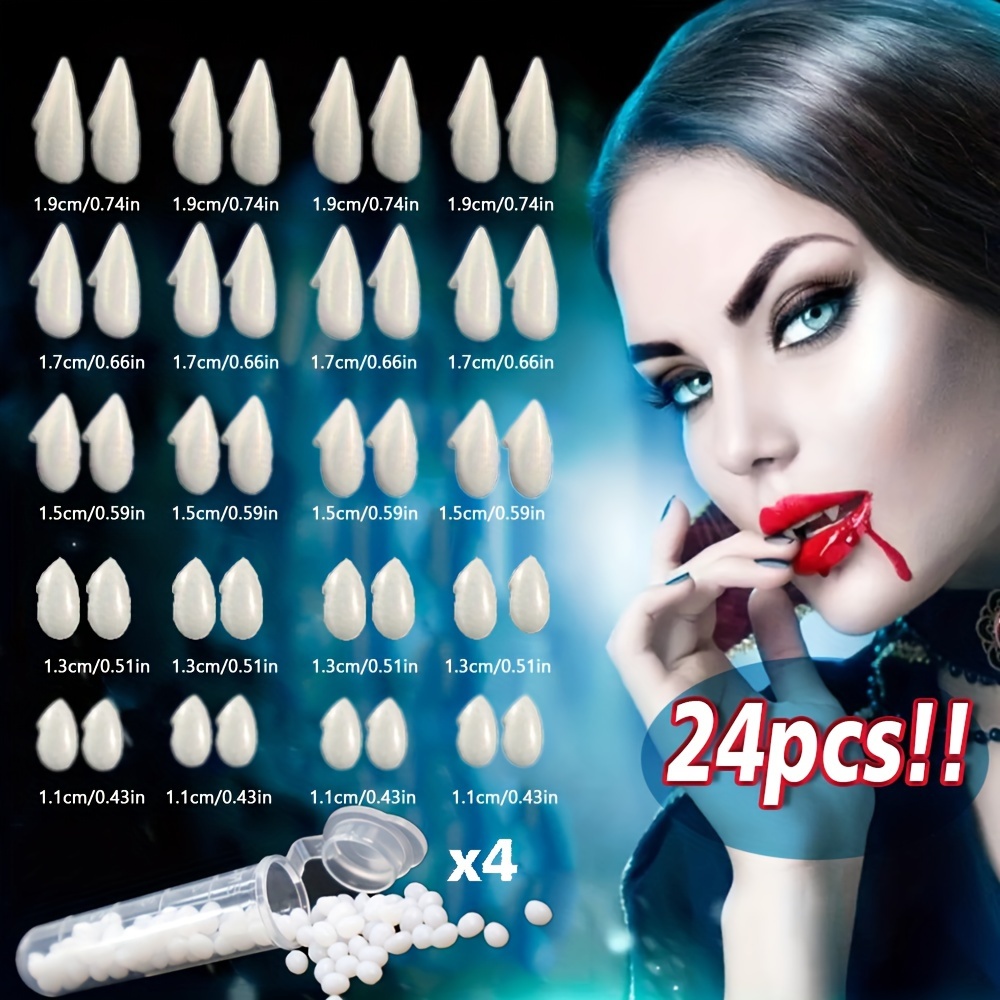 halloween classic accessory vampire fangs 20pcs and 4pcs dental pads cosplay costume props party activity no 1