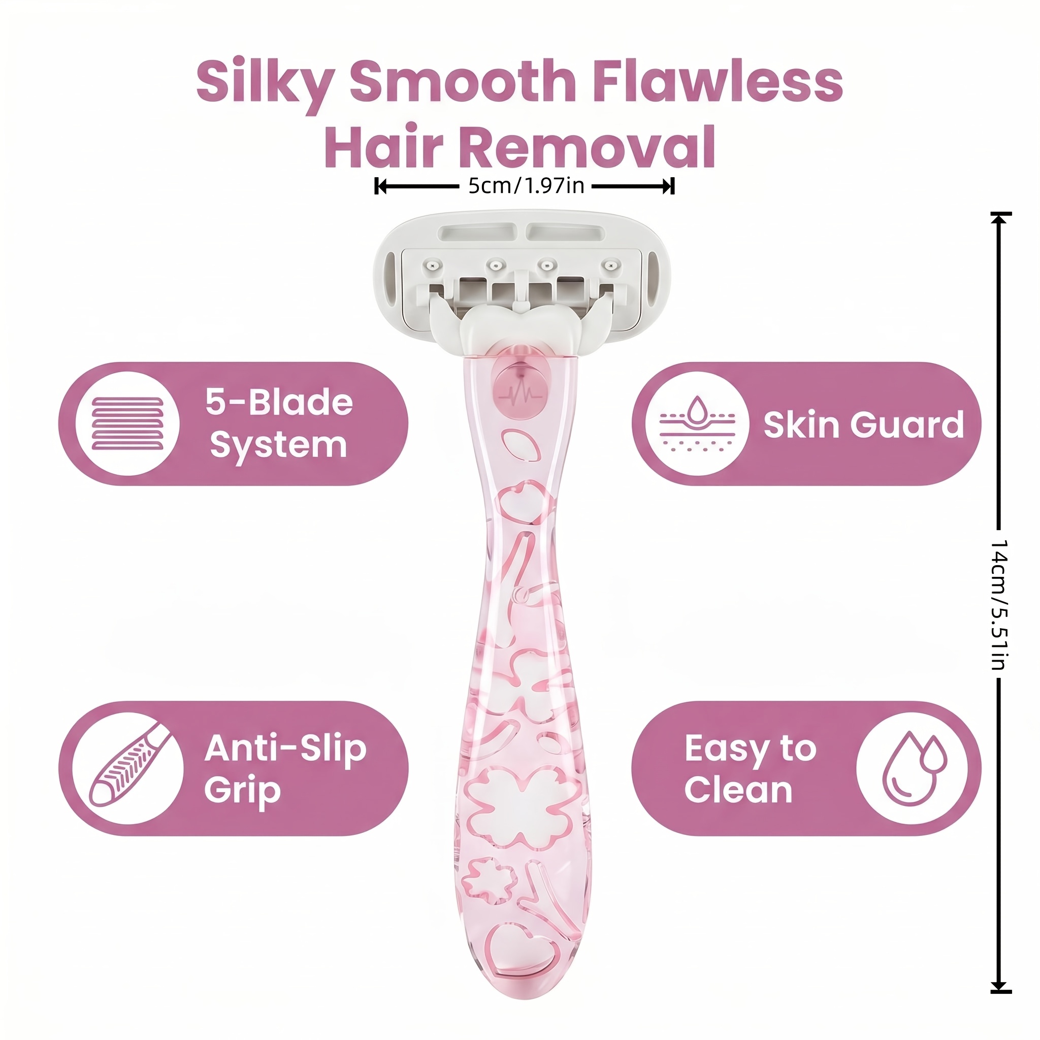 High-End Pink Women's Shaver with 8pcs Protective Knife Heads