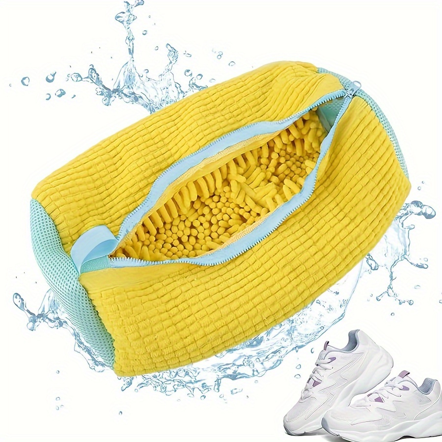 

Shoe Washing Bag For Washing Machine, Fluffy Fibers Keep 360° Wrap-around Cleaning, Durable Zipper Reusable Shoe Laundry Bag For Sneaker Gym Shoes