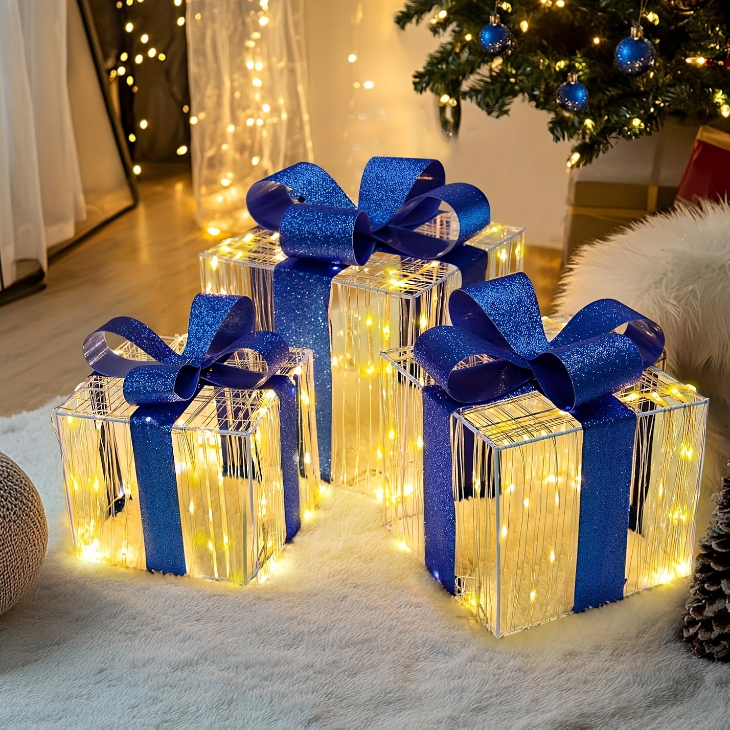 christmas lighted gift boxes led light xmas present ornament Temu