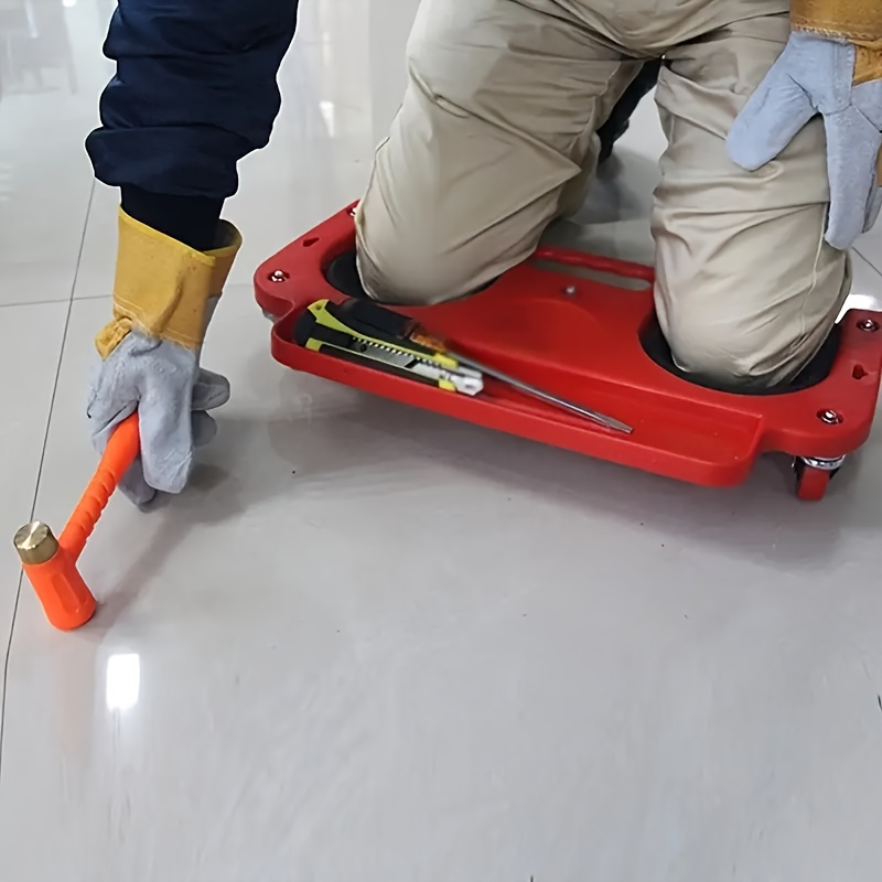 1pc rolling knee pad platform with wheels abs material multi function with built in tool tray comfortable cushioned kneeling pad for machine workers carpenters flooring and car repairs details 0