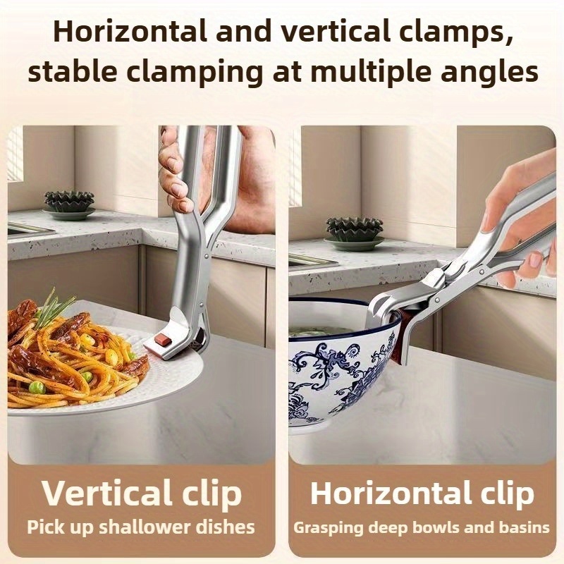 [Anti-Scald Clip] Heavy-Duty Stainless Steel Anti-Scald Clip Compatible for Air Fryer, & Steamer - Heat-Resistant Kitchen Tool with Non-Slip Bowl/Plate Grabber, Steaming Clip - for Hot Pots/Pans, - Utensil (410 Stainless Steel)