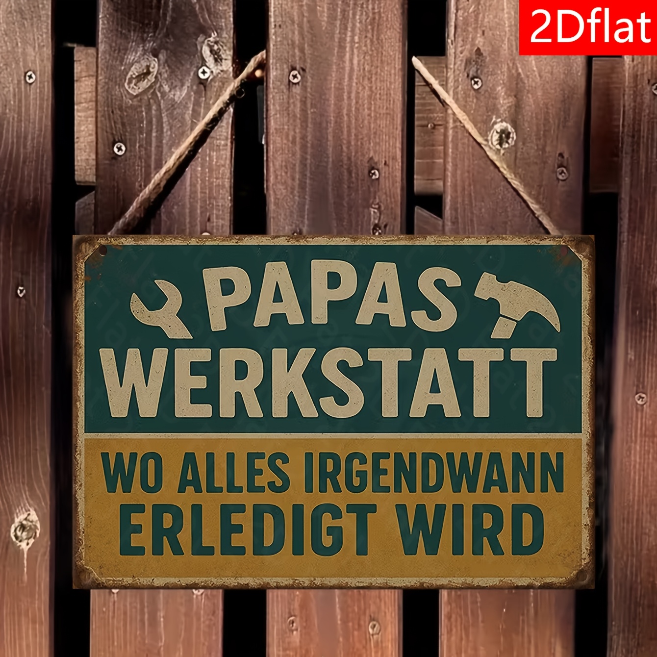 Image of 2d Flat, 1 Vintage German Workshop Wooden Sign For Dad's Workshop Wall Decor, Slogan "everything Is Here", Home Wall Atmosphere Ornament, Suitable For Men's Space Or Shed