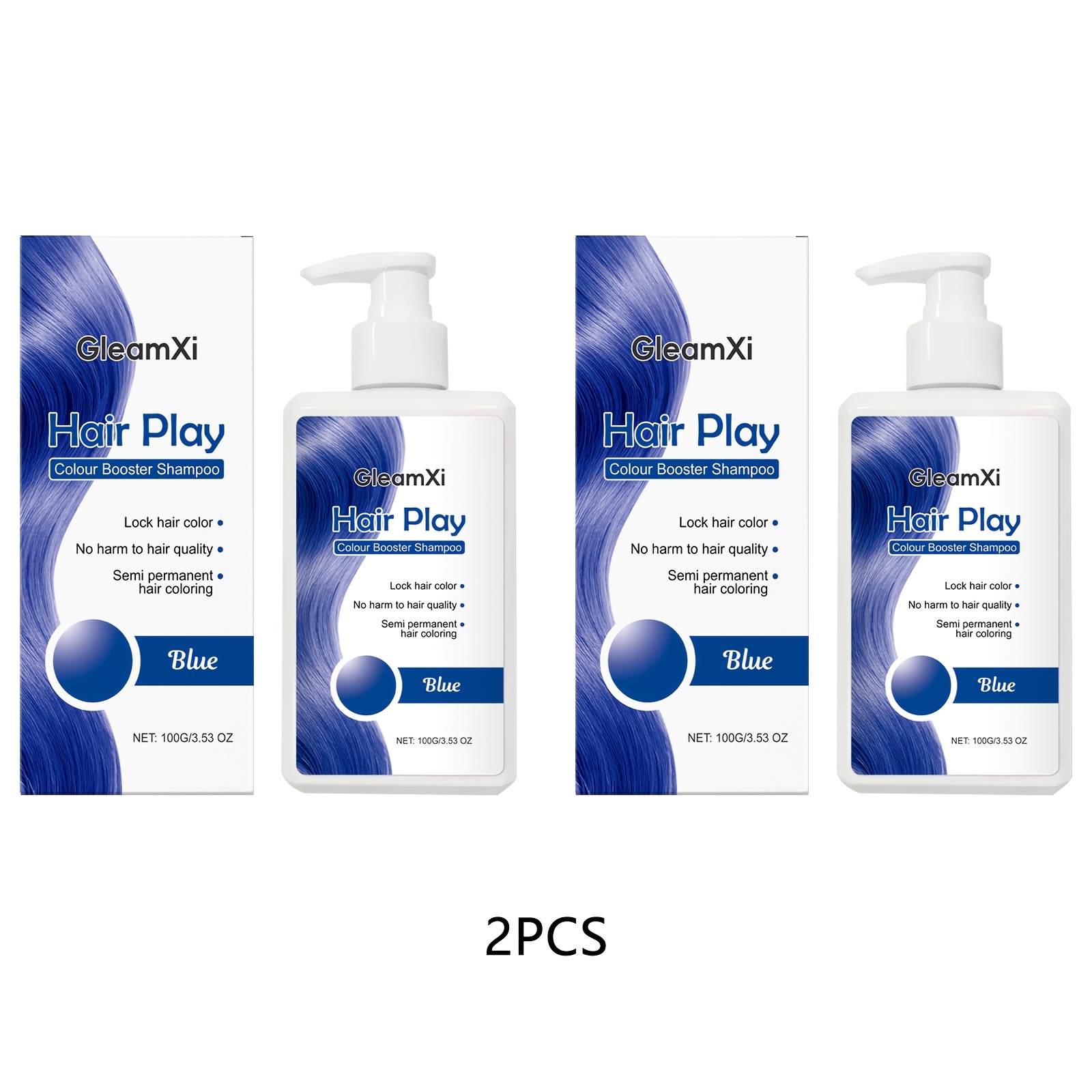 Image of 2pcs 200g Blue Hair Dye Shampoo, Color-revealing Shampoo, Hair Dye Shampoo, , Moisturizing Hair Care, Home Hair Dyeing Experience, Long-, Suitable For All Hair Types, Perfect Christmas Gift