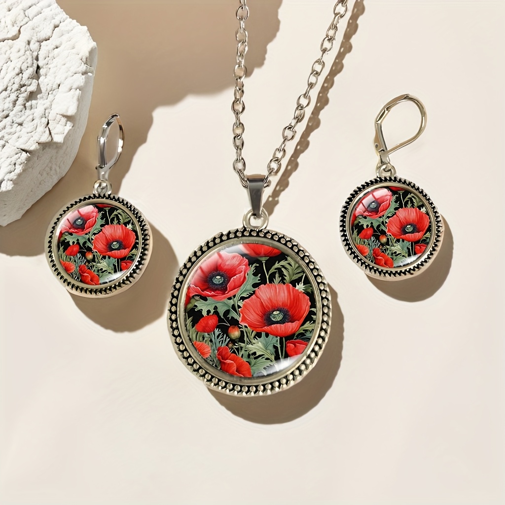 TEMU Set da 3 pezzi con orecchini e collana con di , gioielli con ciondolo viola lavanda, elegante design per anniversario