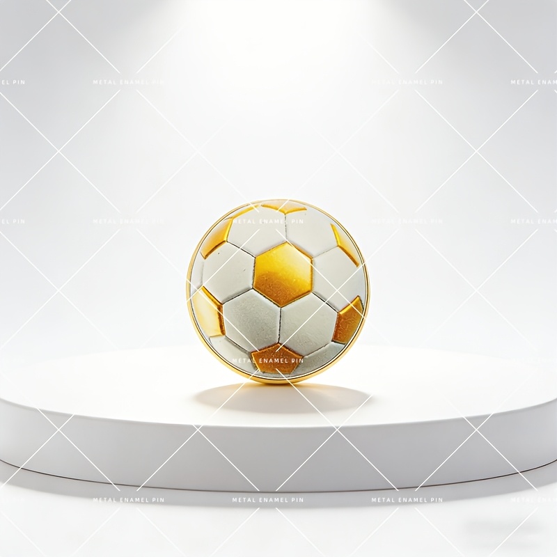 TEMU 1pc Solevdo Football-themed Enamel Brooch - Round Soccer Emblem Suitable For Daily Wear, Outfits, Gifts For & Soccer Fans, Coating For Football