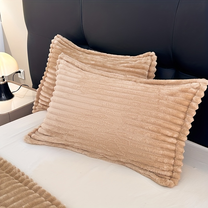 E-shop 2er-Set verdickte Milchsamt-Kissenbezüge mit Reißverschluss, warmer maschinenwaschbarer Kissenbezugschoner, Größe 48*74cm