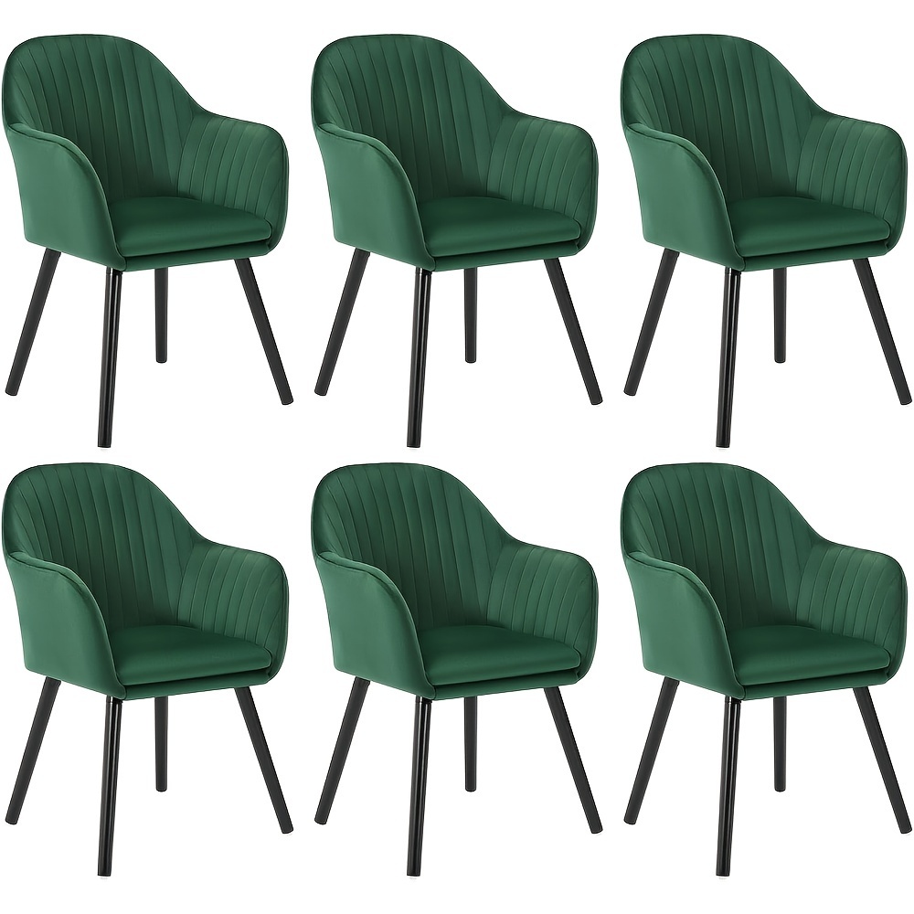 6pcs Dining Room Chairs Kitchen Chairs Upholstered Chairs Living Room Chairs Design With Armchair Feet Black Velvet Solid Wood