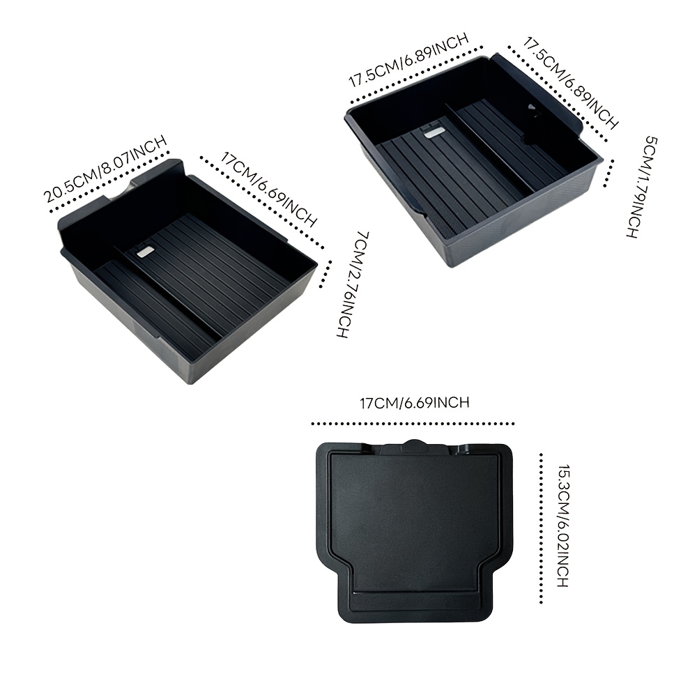 TEMU Center Console Armrest Storage Box Set Suitable For New For Model Y Launch 2025 And Model 3 Highland 2024 2025 Models: Includes 1 Front Storage