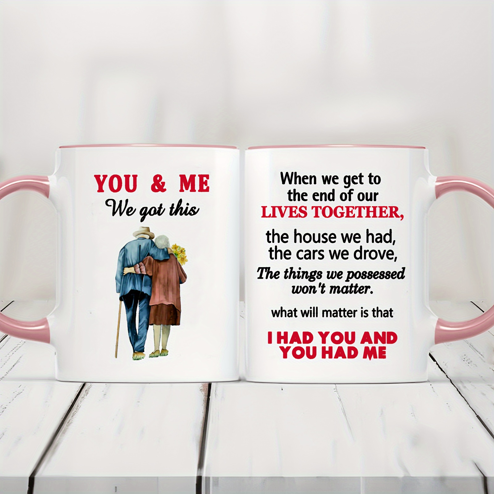 

1pc, 3a Grade, 11oz Unique Couple Coffee Mug, Reusable, Heartwarming You And Me We Got This Design For Wife, Husband, Girlfriend, Boyfriend, Anniversary, Birthday, Valentine Gifts