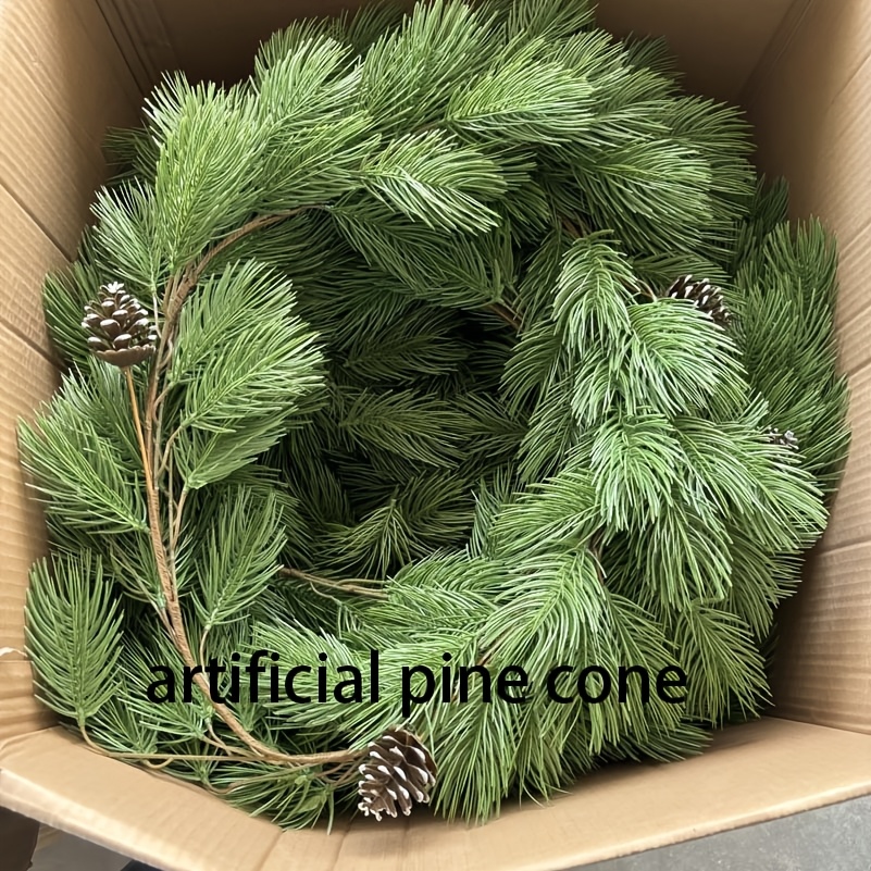 TEMU Christmas Needle With Fake Cones - Artificial Vine , Plastic Hanging Home Decor For , Decoration For Room, No Electricity Or Container Needed, -occasion Use - 195cm/76.7in Length