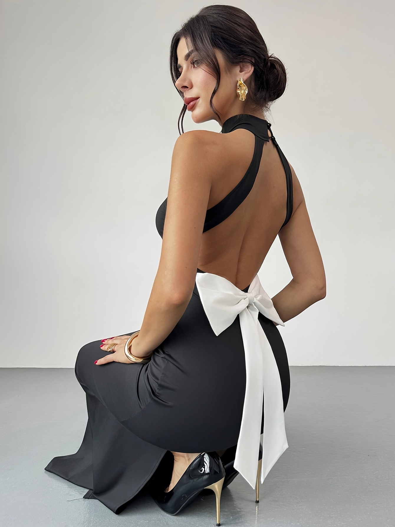backless hooded dress