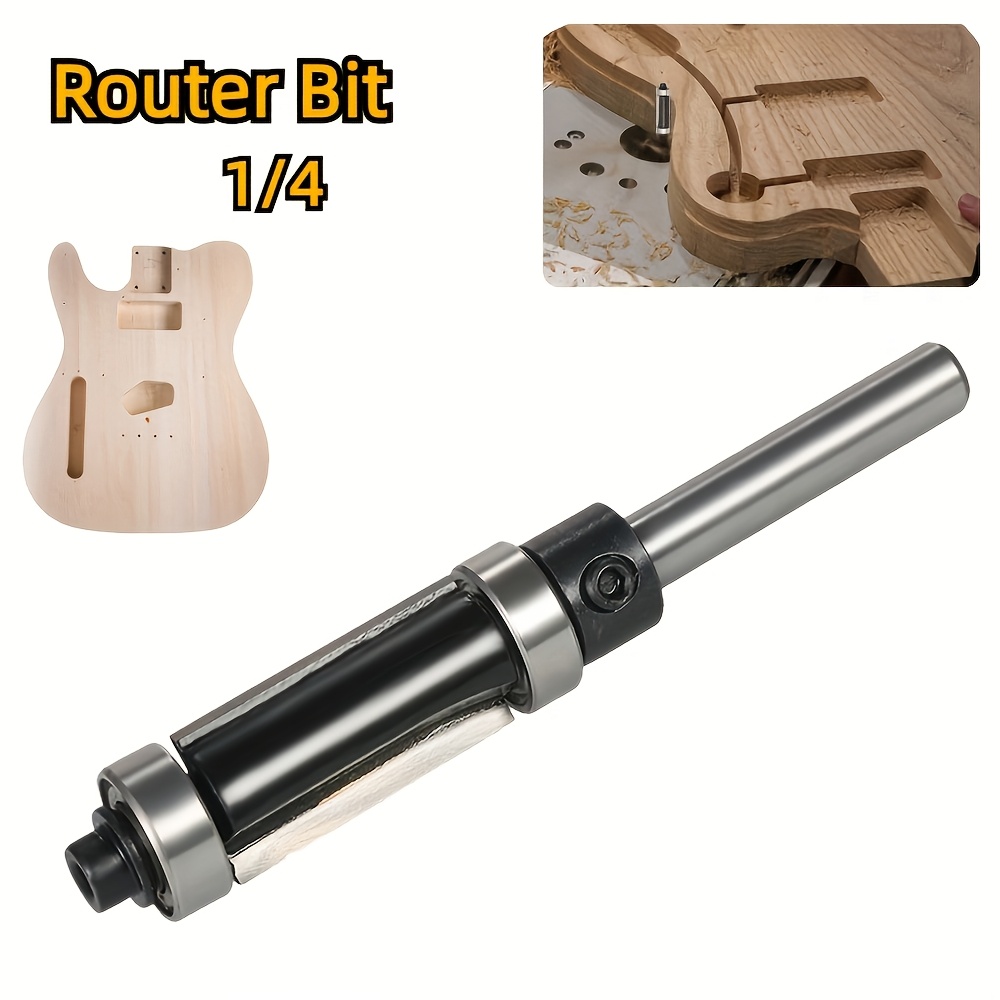 HUHAO 5-Piece Flush Trim Router Bit Set – 1/4" Shank, Top Bearing, Tungsten Steel, 2-Flute – Great For Veneer, Laminate & Edge Trimming