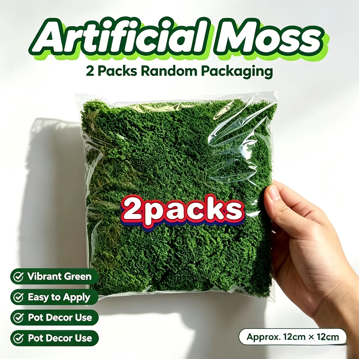 TEMU 2 Packs Artificial Moss - Durable Plastic Indoor/outdoor Decor, Suitable For Glass Containers, Planters, And Landscapes, Moss With Realistic