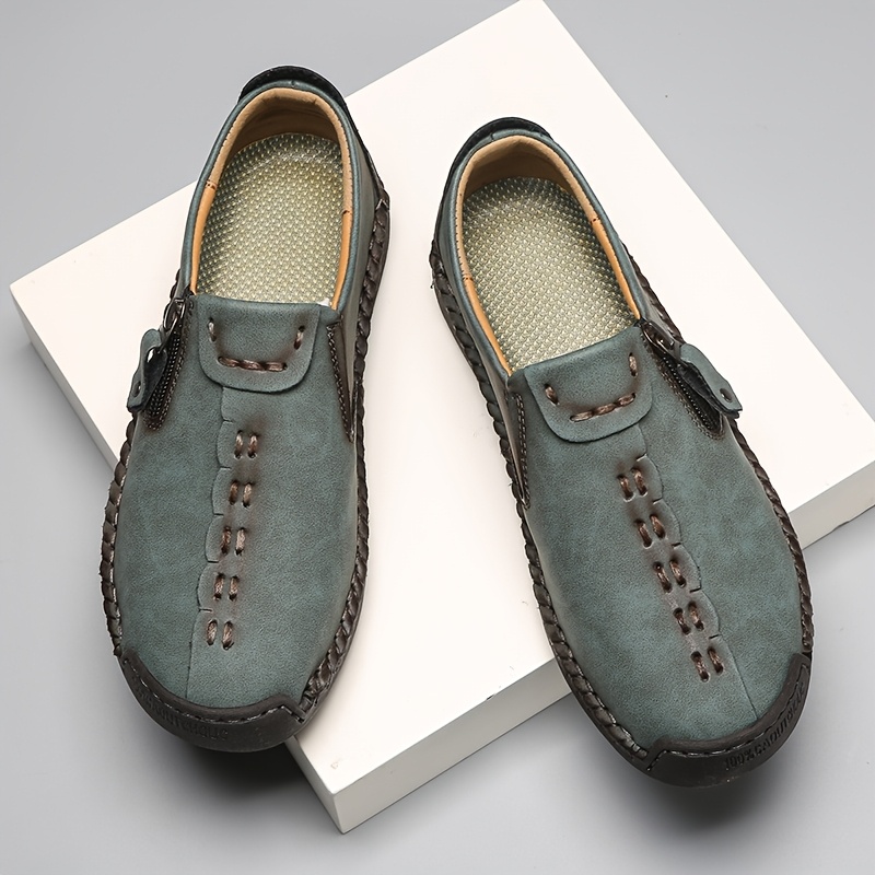 Women's Handmade Casual Loafers, Comfortable Sneakers with Zipper Closure
