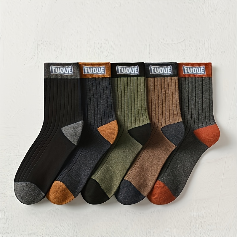 TEMU 20 Pairs (10 Pairs/5 Pairs) Men's Breathable Sports Socks, Fashion Letter Print High Outdoor Running Socks