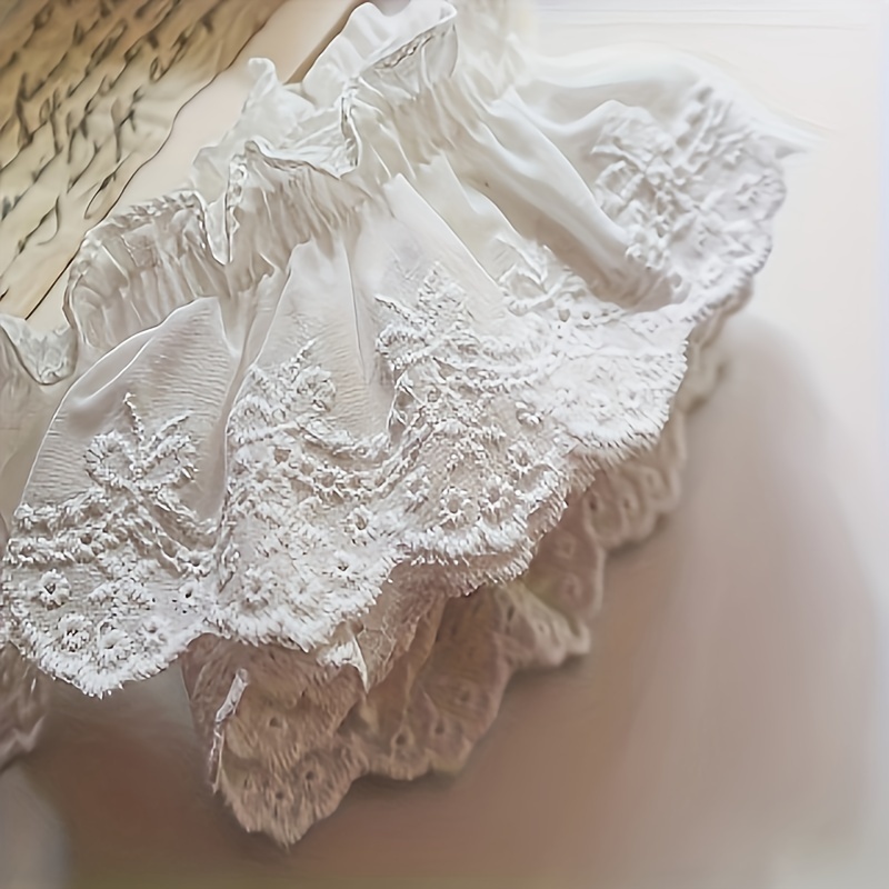 1 Meter Of Pleated Lace Trim With Embroidered , 5cm For Neckline And Hem In Clothing Materials