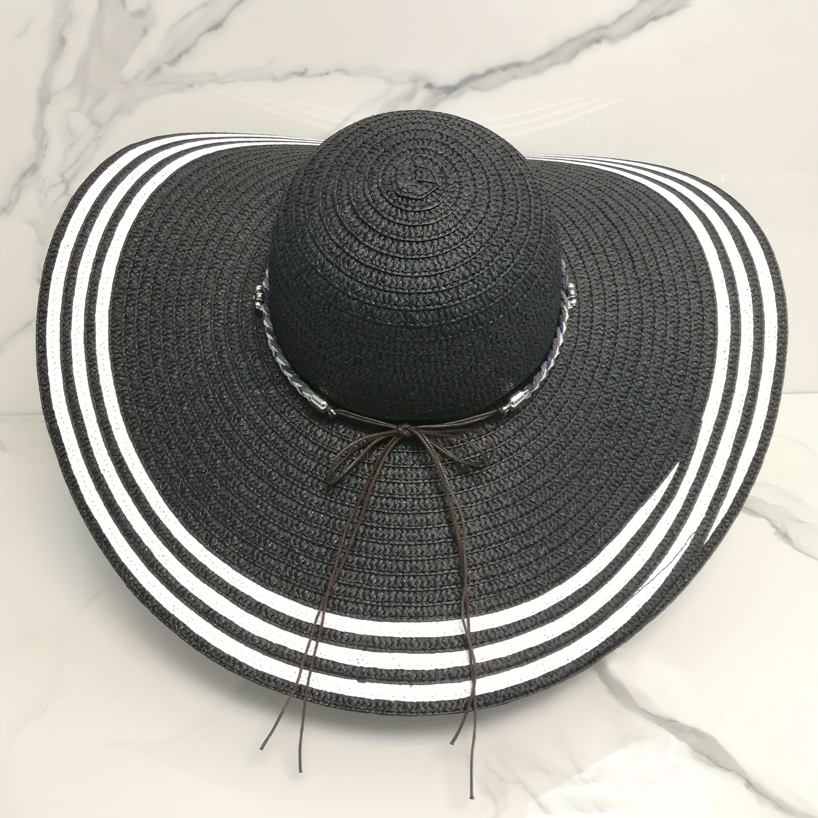 1pc Sun Hats For Men Women Wide Brim Handmade Straw Beach Hat Brearhable  And Foldable Packable For Travel, High-quality & Affordable