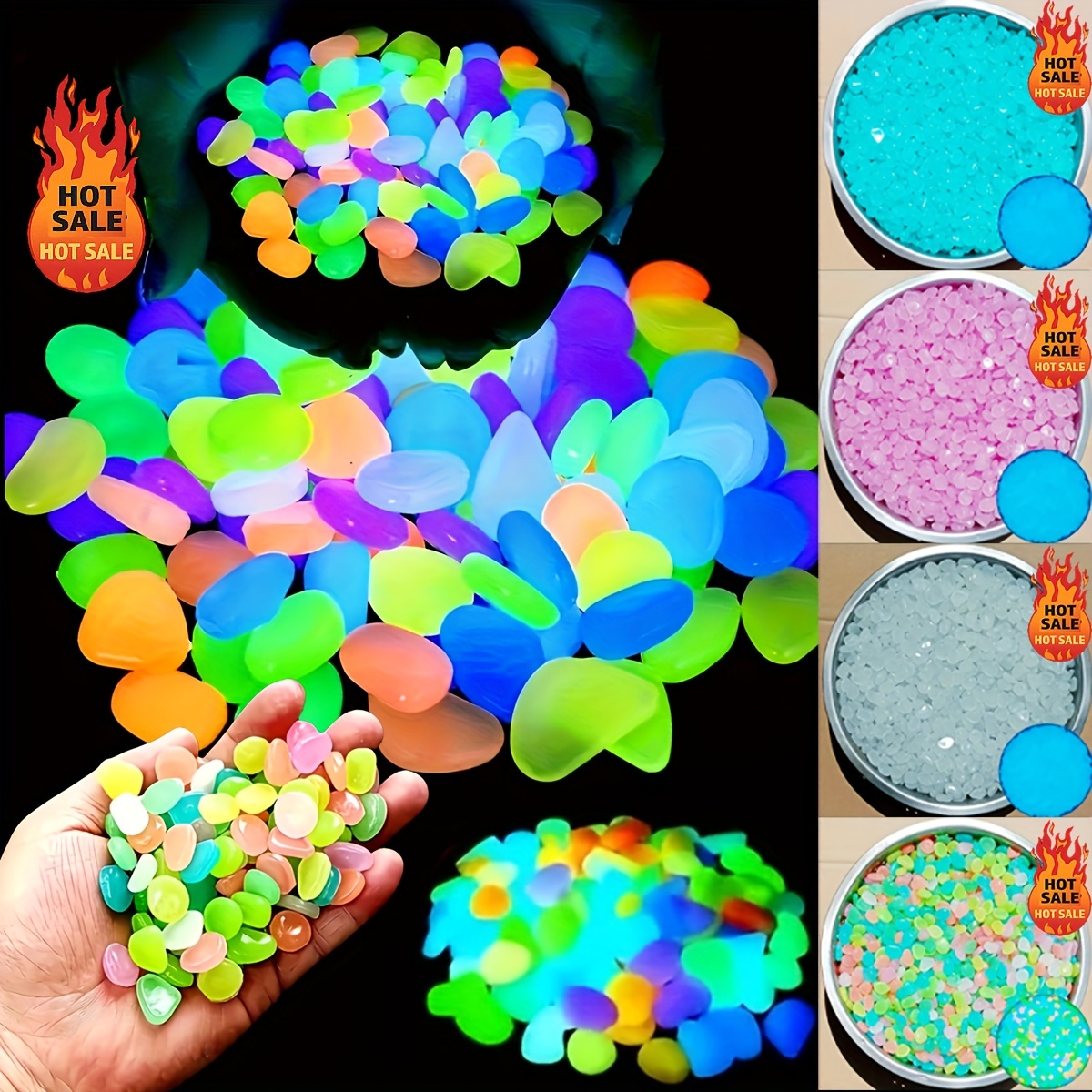 

6000pcs Vibrant Glow-in-the-dark Garden Pebbles - Luminous Decor Stones For Potted Plants, Outdoor Pathways, Weddings & Festivals