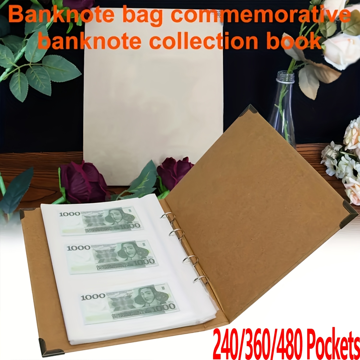 2pcs Album Billet de Banque 10 Pages 120Poches Livre de Collection