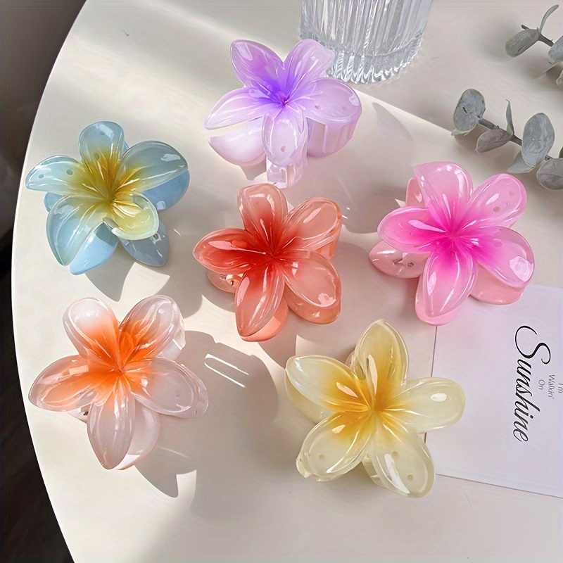 

Colorful Flower Shaped Hair Claw Clip Non Slip Hair Grab Clip Trendy Hair Styling Accessories For Women And Girls