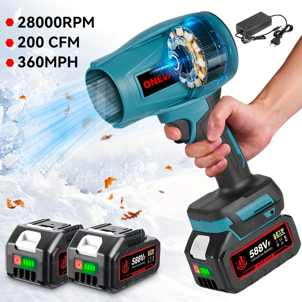 Akku Laubbläser 16000 U/min - Kabelloser Gebläse Mit 2x 2000mAh Akkus