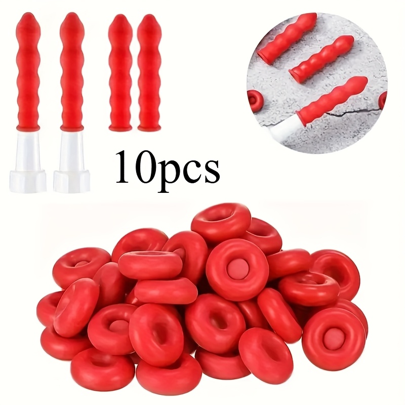 

10pcs Red Caulk Saver Caps - Rubber Seal For Preserving & Sealing Open Tubes