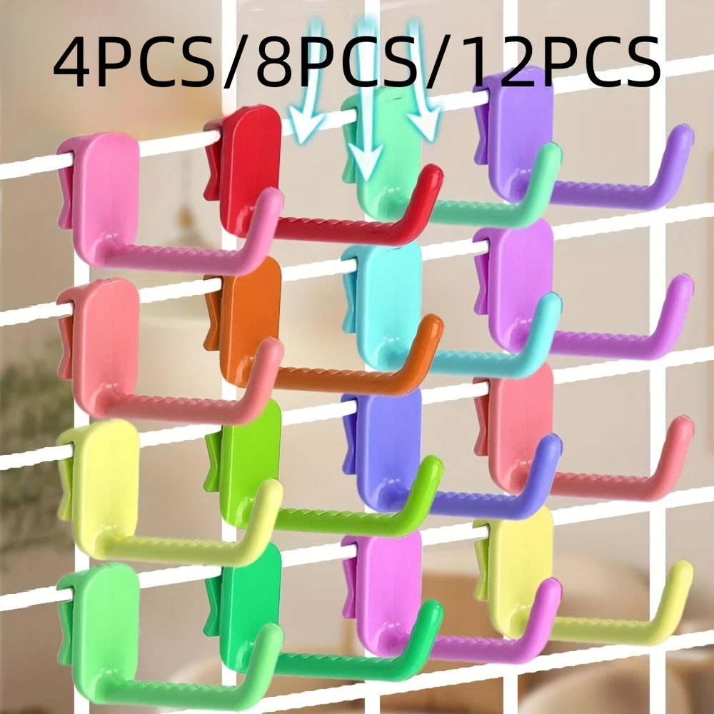 

4pcs/8pcs/12pcs/mesh Sheet Plastic Nail Free Hook Wire Mesh Shelf Wall Display Hook Storage Hook Hole Free Display Website Hanging Hook Supermarket Shelf Hook