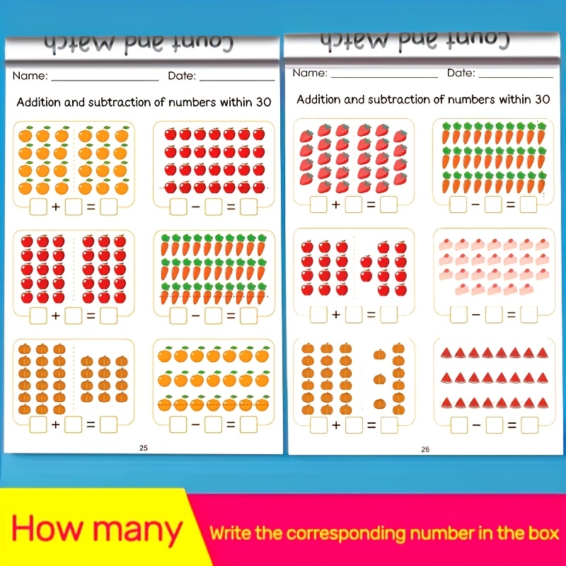 64-Page Math Workbook for Early Learners, Addition & Subtraction Practice