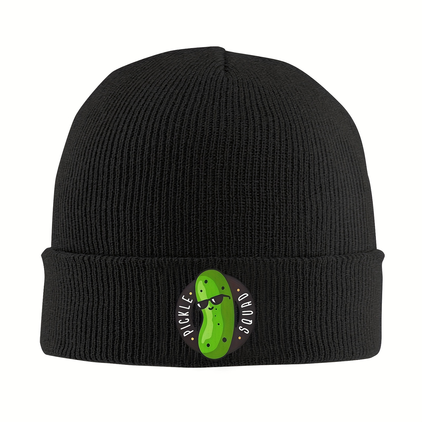 

1pc Festive Pickle-squad-cartoon-pickle-with-glasses Fashionable Sport Windproof Knit Beanie Hat Autumn Warm Ski For Men And Women