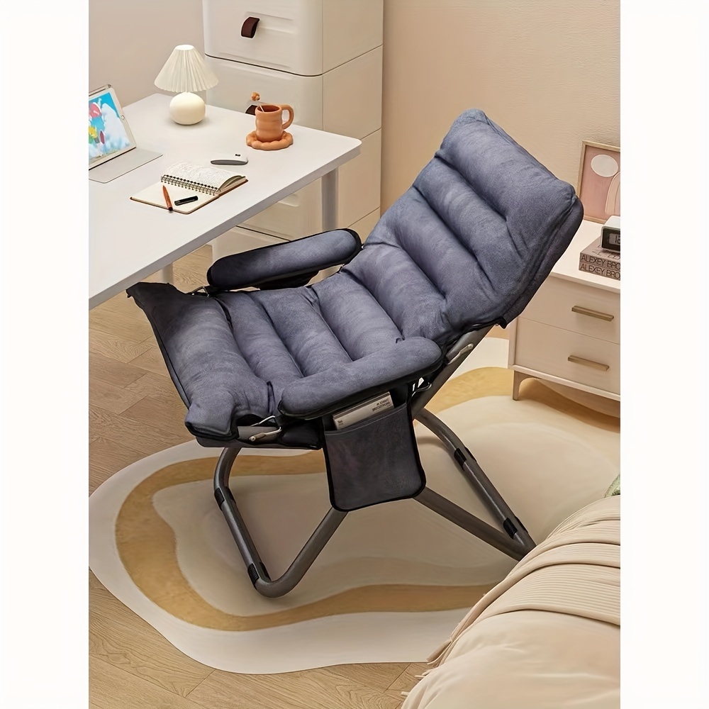Folding Lazy Sofa Chair with Backrest, Metal Frame, Hand Washable Woven  Fabric, Living Room Reading Chair for Electricity Or Batteries, Porta