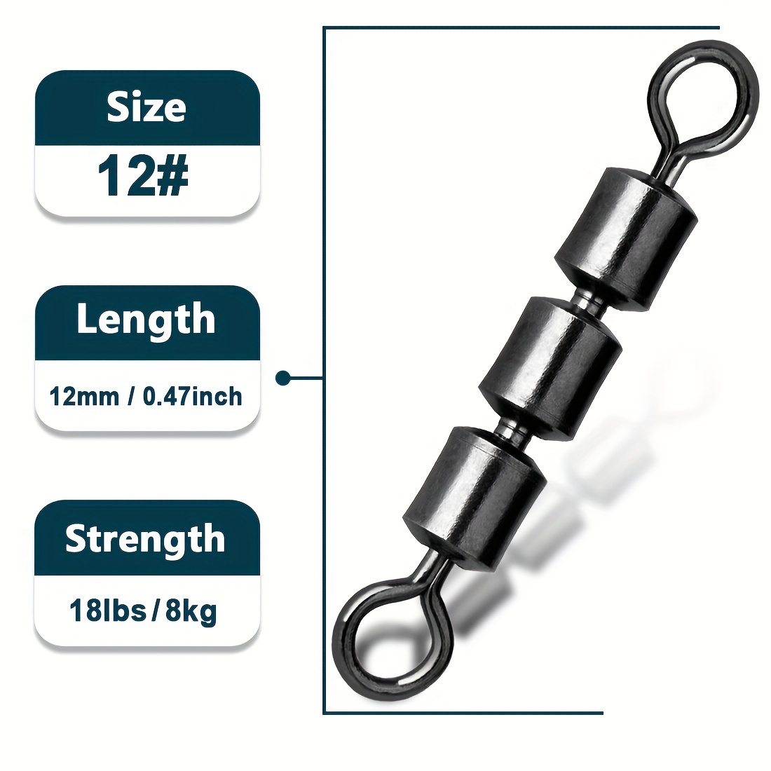 Image of 30pcs Stainless Steel 3-roller Swivels, High Speed Treble Rolling For Ultralight Rigs & Trolling, Durable Fishing Tackle Accessories